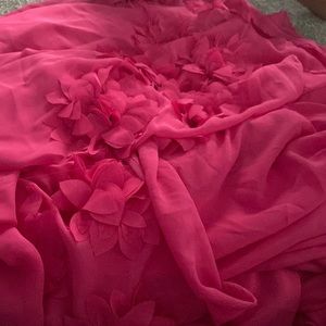 Pink fabric with flowers